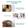 Cat Head Shape Deformable Foldable Corrugated Paper Cat Scratching Board with Strong Magnets & Bell Ball Cat Toy