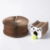 Cat Head Shape Deformable Foldable Corrugated Paper Cat Scratching Board with Strong Magnets & Bell Ball Cat Toy