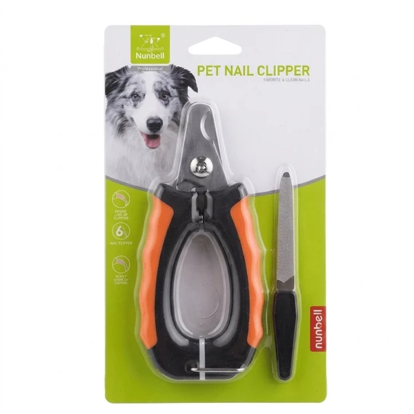 Nunbell Stainless Steel Blade Pet Nail Clipper with File, Safety Guard, Spring Hinge, Latch Lock & Non-slip Handle for Cats and Dogs