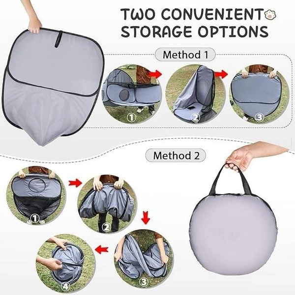 Portable Foldable Pet Tent with Surround Tunnel – Playpen with Soft Oxford Fabric, Breathable Mesh and Strong Wire for Cats & Small Pets