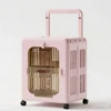 Foldable Portable PP Pet Carrier Trolley Travel Bag – Breathable Lightweight Comfortable Airline Approved for Cats & Small Dogs (Pink)