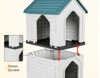 Modern Detachable Breathable Outdoor Double Level Plastic Dog House with Three Metal Doors & Four Step Ladder for Small Dogs (62.5x48x94h) - Light Blue