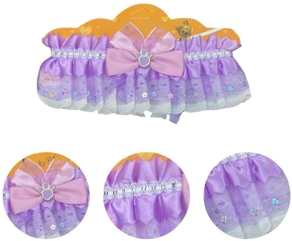 Cute Pet Lace Collar with Delicate Bow & Elegant Ruffles for Cat & Small Dog (Size: Small)