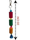 Colorful Hanging Natural Wooden Bird Toy 20 cm with Beads & Bell
