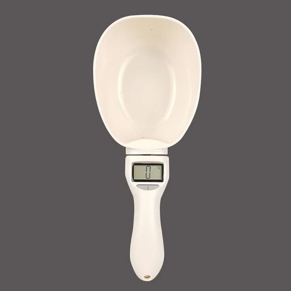 Digital ABS Measure Spoon Scale 800g – Portable, Detachable, High Precision, LCD Display, Battery CR2032 and Multi-Unit (g/cup/oz/ml) Pet Food Measuring Scale (Cream Color)