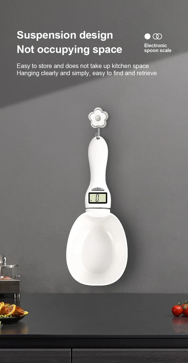 Digital ABS Measure Spoon Scale 800g – Portable, Detachable, High Precision, LCD Display, Battery CR2032 and Multi-Unit (g/cup/oz/ml) Pet Food Measuring Scale (Cream Color)
