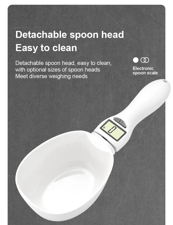 Digital ABS Measure Spoon Scale 800g – Portable, Detachable, High Precision, LCD Display, Battery CR2032 and Multi-Unit (g/cup/oz/ml) Pet Food Measuring Scale (Cream Color)