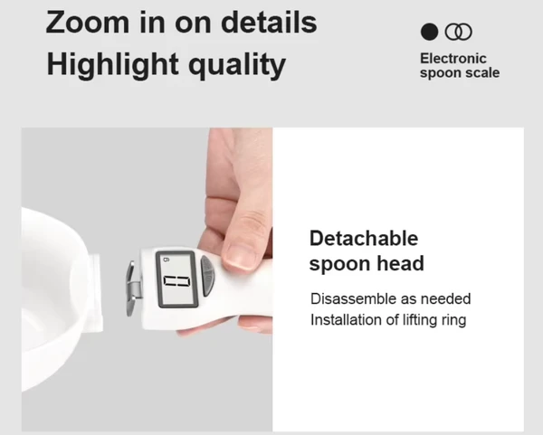Digital ABS Measure Spoon Scale 800g – Portable, Detachable, High Precision, LCD Display, Battery CR2032 and Multi-Unit (g/cup/oz/ml) Pet Food Measuring Scale (Cream Color)