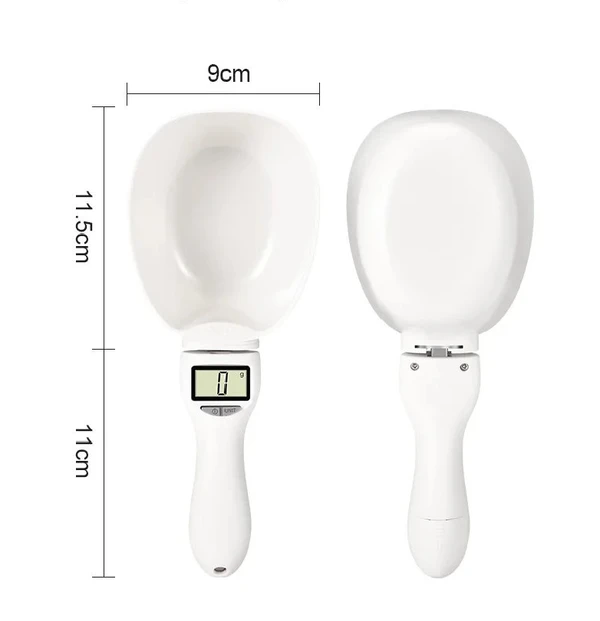 Digital ABS Measure Spoon Scale 800g – Portable, Detachable, High Precision, LCD Display, Battery CR2032 and Multi-Unit (g/cup/oz/ml) Pet Food Measuring Scale (Cream Color)