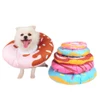 Fashion Adjustable Cotton Donut Pet Recovery Collar with Ribbon Drawstring Closure – Comfortable, Durable, Washable, Anti Licking After Surgery for Cats Small Dogs