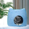Stylish Cat Face Shaped Soft Warm Felt Cat Cave Bed – Comfortable Foldable Durable Cat House (40x38x38h) cm