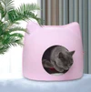 Stylish Cat Face Shaped Soft Warm Felt Cat Cave Bed – Comfortable Foldable Durable Cat House (40x38x38h) cm