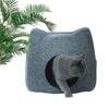 Stylish Cat Face Shaped Soft Warm Felt Cat Cave Bed – Comfortable Foldable Durable Cat House (40x38x38h) cm