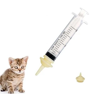 Milk Feeding 3ml Syringe with 2 Soft Silicon Nipples Different Sizes – Nursing Kit for Newborn Pets