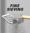 Durable Stainless Steel Cat Litter Scoop with Wooden Hand 27x13 cm