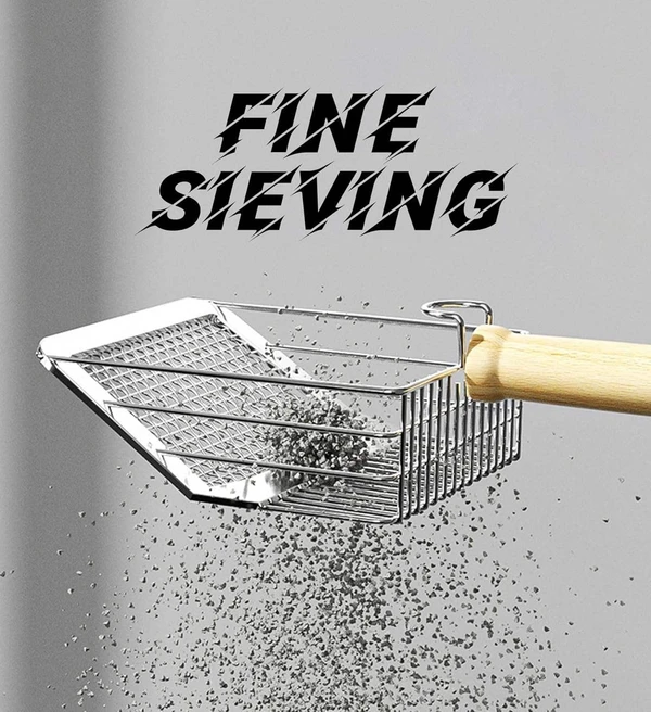 Durable Stainless Steel Cat Litter Scoop with Wooden Hand 27x13 cm