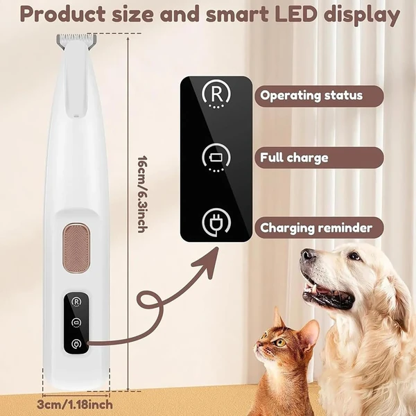 Pet Hair Trimmer with LED Light, Extra 18mm Cutter Head, Cleaning Brush, Maintenance Oil and USB Charging Cable – Waterproof Plastic Material Low Noise for Cats & Dogs
