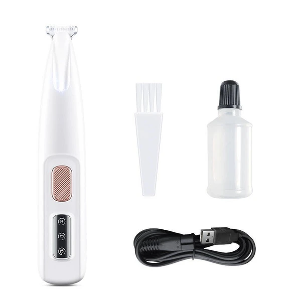 Pet Hair Trimmer with LED Light, Extra 18mm Cutter Head, Cleaning Brush, Maintenance Oil and USB Charging Cable – Waterproof Plastic Material Low Noise for Cats & Dogs