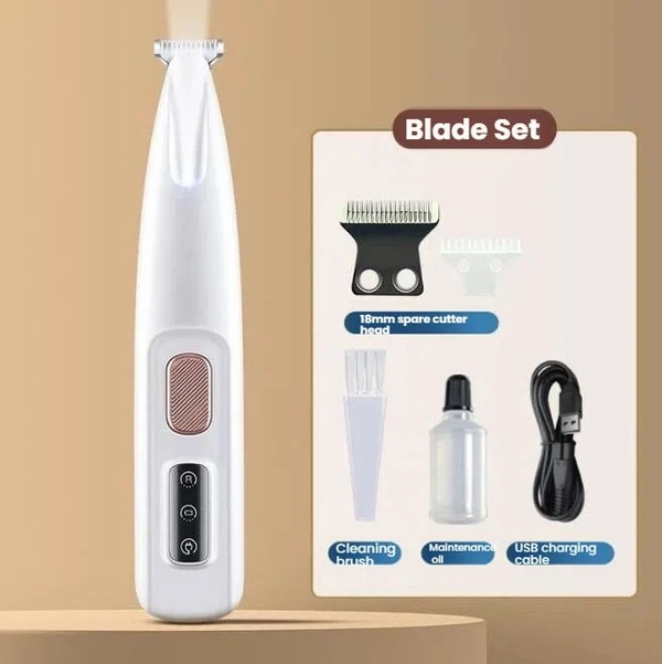 Pet Hair Trimmer with LED Light, Extra 18mm Cutter Head, Cleaning Brush, Maintenance Oil and USB Charging Cable – Waterproof Plastic Material Low Noise for Cats & Dogs
