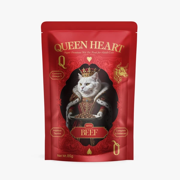 Queen Heart Super Premium Adult Cat Wet Food Complete and Balanced with Omega-3 & Taurine Pouch 85g