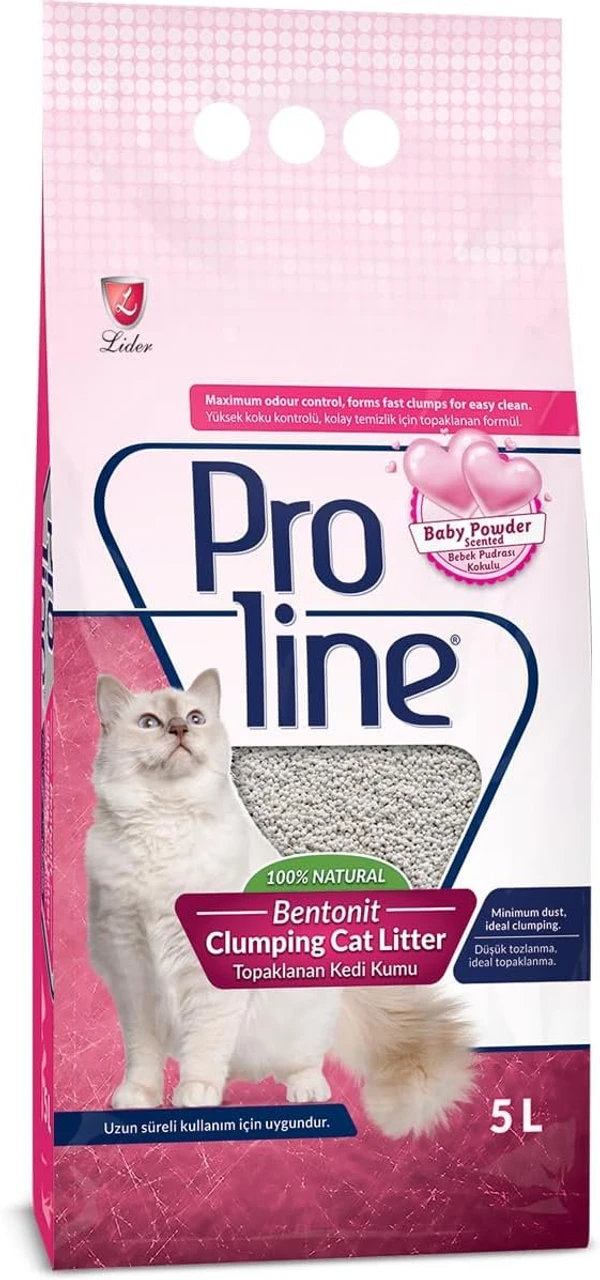 Proline Natural Bentonite Clumping Cat Litter Baby Powder Scented