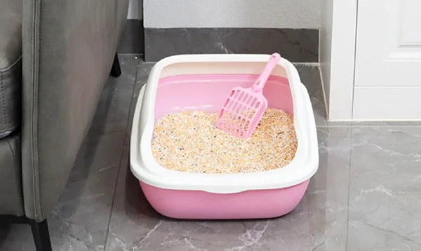 Cat Litter Box with Sifting Net, Anti-Splash Rim & Scoop (50*36*17cm) – Easy Clean, Comfortable, Eco-Friendly, Open Design and Durable Plastic Material