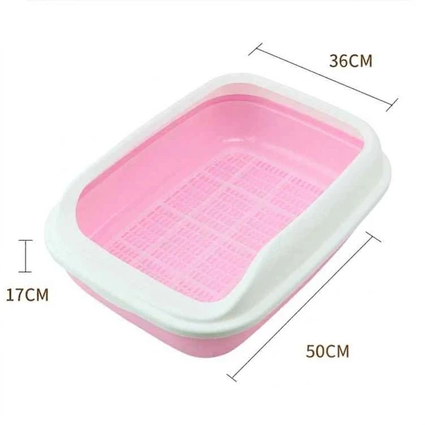 Cat Litter Box with Sifting Net, Anti-Splash Rim & Scoop (50*36*17cm) – Easy Clean, Comfortable, Eco-Friendly, Open Design and Durable Plastic Material