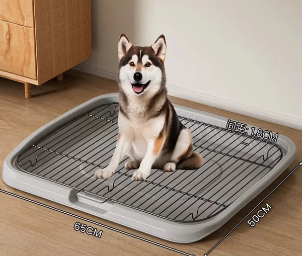 Large Space Dog Toilet Tray with Removable Metal Mesh Grid (65×50cm)