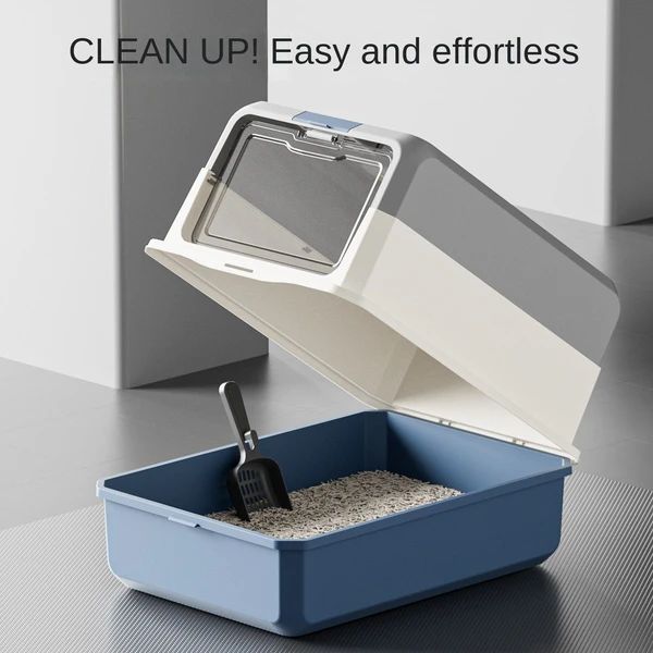 Extra Large Enclosed Cat Litter Box 50x35x32cm with Charcoal Filter, Scoop & Top Carrying Handle – Anti Splash, Odor Control and Easy Clean