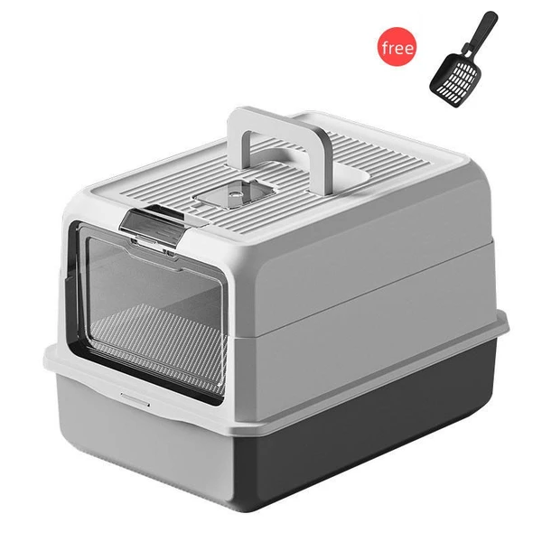 Extra Large Enclosed Cat Litter Box 50x35x32cm with Charcoal Filter, Scoop & Top Carrying Handle – Anti Splash, Odor Control and Easy Clean