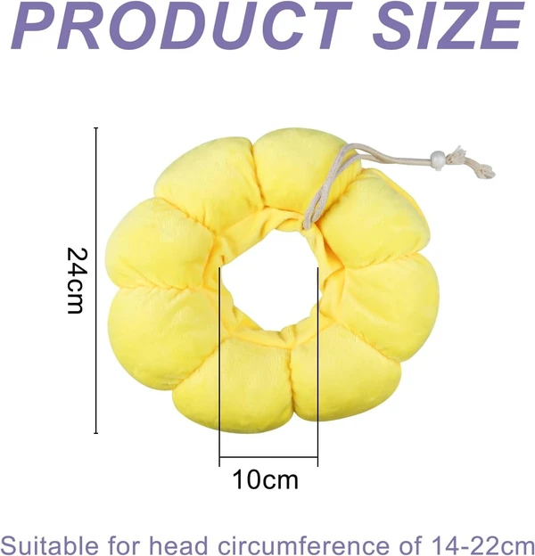 Comfortable Sunflower Shaped Pet Recovery Collar Anti Licking Wounds After Surgery with Adjustable Drawstring Closure for Cats & Small Dogs