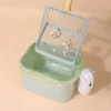 Open Top Plastic Cat Waste Disposal Bucket with Trash Bag Dispenser, 1 Roll Trash Bag & Metal Mesh Scoop with Wooden Handle