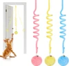 Interactive Hanging Cat Toy with Stretchable Spring & Plush Ball with Bell for Indoor Cats