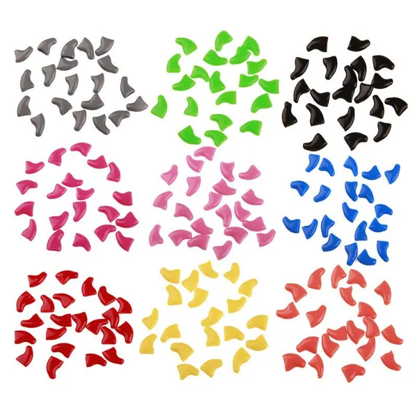 20 Pcs Colorful Silicone Cat Nail Caps with Adhesive Glue – Soft Covers for Claws Care, Anti-scratch and Beautiful Look