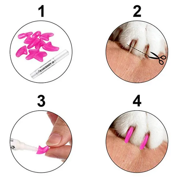 20 Pcs Colorful Silicone Cat Nail Caps with Adhesive Glue – Soft Covers for Claws Care, Anti-scratch and Beautiful Look