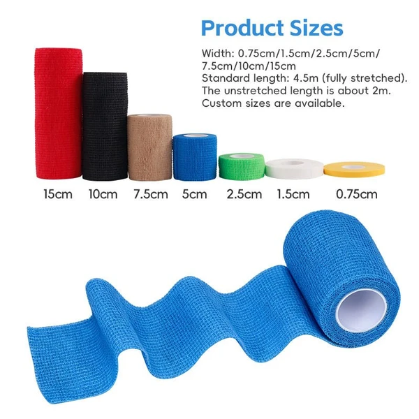Veterinary Pet Self Adhesive Elastic Wrap Bandage – Breathable Stretchable Comfortable Non-Woven Fabric Waterproof First Aid Tape (5cmx4.5m) for Dogs & Cats