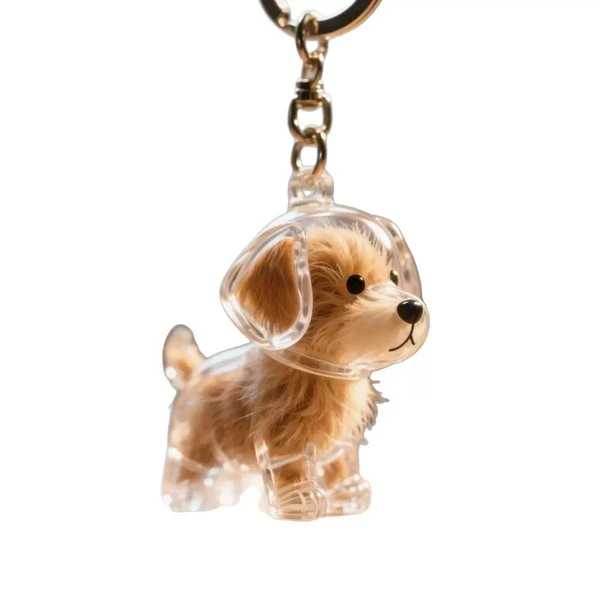 Cute Animal-Shaped Transparent PVC Pet Hair Keepsake Key Chain with Plastic Tweezer – Store and Display Pet fur to Create Sweet Personalized Memory