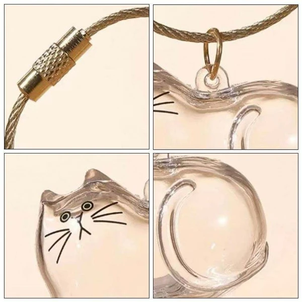 Cute Animal-Shaped Transparent PVC Pet Hair Keepsake Key Chain with Plastic Tweezer – Store and Display Pet fur to Create Sweet Personalized Memory