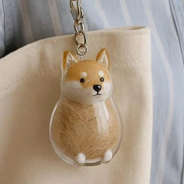 Cute Animal-Shaped Transparent PVC Pet Hair Keepsake Key Chain with Plastic Tweezer – Store and Display Pet fur to Create Sweet Personalized Memory