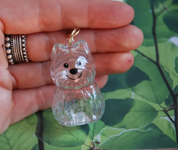 Cute Animal-Shaped Transparent PVC Pet Hair Keepsake Key Chain with Plastic Tweezer – Store and Display Pet fur to Create Sweet Personalized Memory