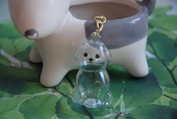 Cute Animal-Shaped Transparent PVC Pet Hair Keepsake Key Chain with Plastic Tweezer – Store and Display Pet fur to Create Sweet Personalized Memory