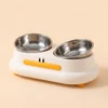 Cute Duck Shaped 3-in-1 Pet Feeder – Double Stainless Steel Food and Water Bowls with Slow Feeder Tray for Cats & Small Dogs 