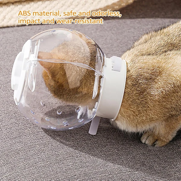 Transparent ABS Cat Helmet with Adjustable Velcro Neck Strap – Breathable Lightweight Anti Bite Head Muzzle for Postoperative Protection, Grooming, Shaving and Bathing (18cm Diameter)