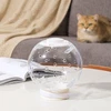Transparent ABS Cat Helmet with Adjustable Velcro Neck Strap – Breathable Lightweight Anti Bite Head Muzzle for Postoperative Protection, Grooming, Shaving and Bathing (18cm Diameter)