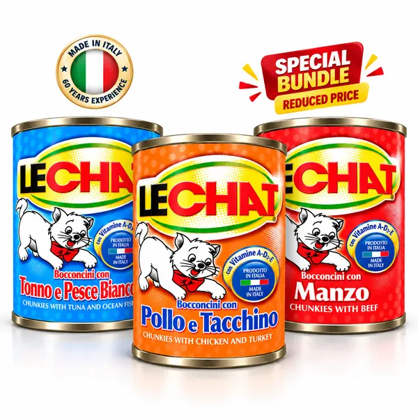 LeChat Chunkies Wet Food 400gm can - Trial Bundle of 3