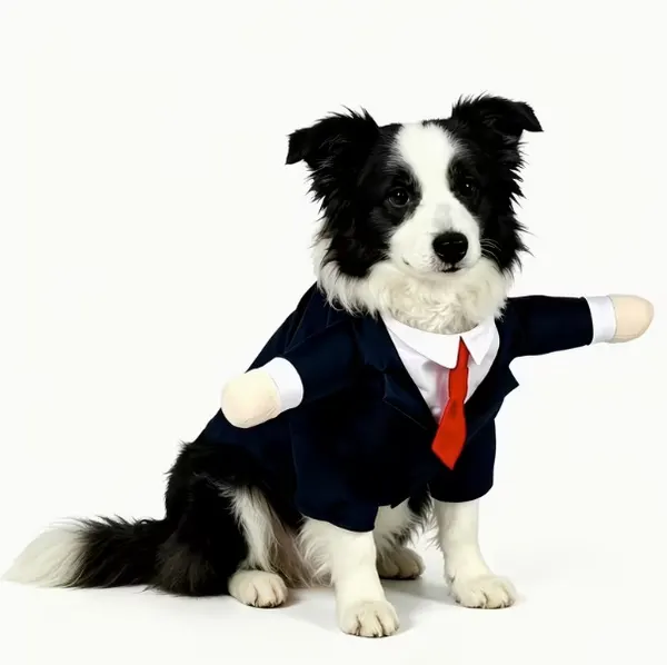 2-Piece Dog Business Suit Costume with Wig – Funny Formal Party Cosplay Outfit - XL