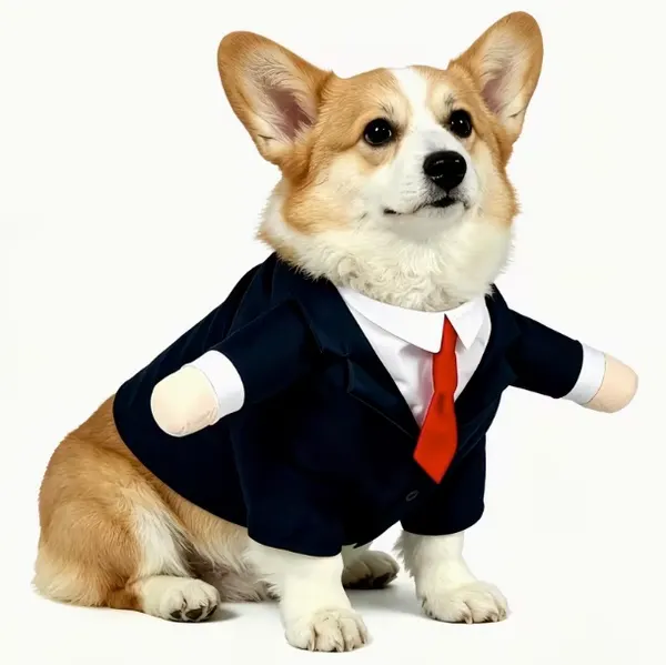 2-Piece Dog Business Suit Costume with Wig – Funny Formal Party Cosplay Outfit - XL