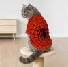 Spider Ma Pet Sweatshirt for Dogs & Cats – Red Spider Web Pattern Costume, 4-Season Casual Outfit