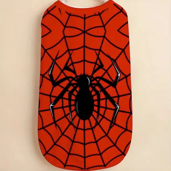 Spider Ma Pet Sweatshirt for Dogs & Cats – Red Spider Web Pattern Costume, 4-Season Casual Outfit