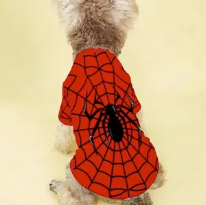 Spider Man Pet Sweatshirt for Dogs & Cats – Red Spider Web Pattern Costume, 4-Season Casual Outfit